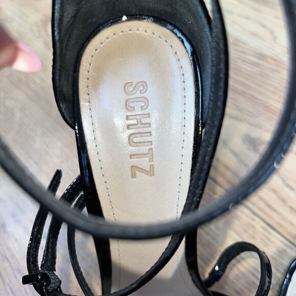 Schutz Licah Strappy Patent Leather Stiletto Sandals Size 9.5B Retail $180 - Picture 5 of 9